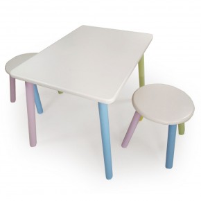 Детский комплект стол и два табурета круглых  (Белый, Белый, Цветной) в Серове - serov.mebel-74.com | фото