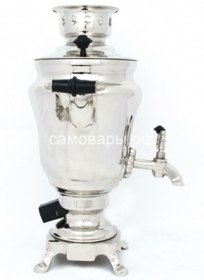 Электрический самовар из латуни никелированный на 1,5 литра форма "Тюльпан" с защитой от выкипания в Серове - serov.mebel-74.com | фото