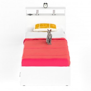 Камелия Кровать с ящиками 0900, цвет белый, ШхГхВ 93,5х217х78,2 см., сп.м. 900х2000 мм., без матраса, основание есть в Серове - serov.mebel-74.com | фото