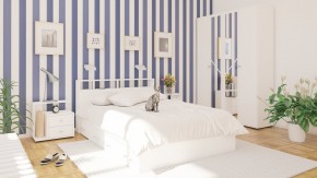 Камелия спальня № 8 Кровать с ящиками 1400 + Две тумбы + Шкаф 4-х створчатый, цвет белый, сп.м. 1400х2000 мм., б/м, основание есть в Серове - serov.mebel-74.com | фото