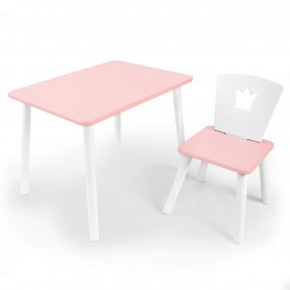 Комплект детской мебели стол и стул Корона (Розовый/Розовый/Белый) в Серове - serov.mebel-74.com | фото