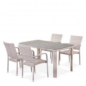 Комплект плетеной мебели T256C/Y376C-W85 Latte (4+1) + подушки на стульях в Серове - serov.mebel-74.com | фото