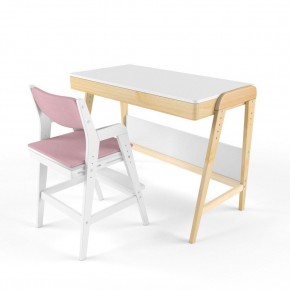 Комплект растущий стол и стул с чехлом 38 попугаев «Вуди» (Белый, Белый, Розовый) в Серове - serov.mebel-74.com | фото