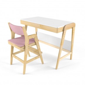 Комплект растущий стол и стул с чехлом 38 попугаев «Вуди» (Белый, Береза, Розовый) в Серове - serov.mebel-74.com | фото