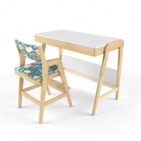 Комплект растущий стол и стул с чехлом 38 попугаев «Вуди» (Белый, Без покрытия, Салют) в Серове - serov.mebel-74.com | фото