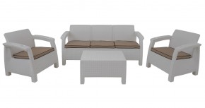 Комплект уличной мебели Yalta Premium Terrace Triple Set (Ялта) белый (+подушки под спину) в Серове - serov.mebel-74.com | фото