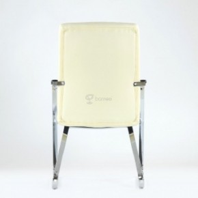 Кресло Barneo K-25 для посетителей и переговорных (хром, бежевая экокожа) в Серове - serov.mebel-74.com | фото