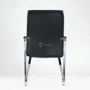 Кресло Barneo K-25 для посетителей и переговорных (хром, черная экокожа) в Серове - serov.mebel-74.com | фото