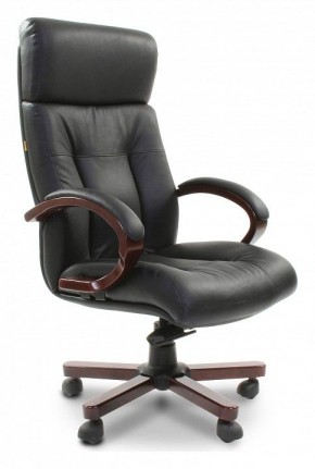 Кресло для руководителя Chairman 421 черный/орех темный, черный в Серове - serov.mebel-74.com | фото