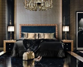 Кровать 2-х спальная (1,6 м) Тиффани Premium черная/золото с мягким элементом (Антрацит) с подъемным механизмомарт (ТФКР-3[3](П) в Серове - serov.mebel-74.com | фото