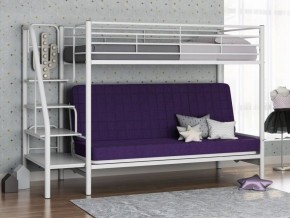 Кровать двухъярусная с диваном "Мадлен-3" (Белый/Фиолетовы) в Серове - serov.mebel-74.com | фото