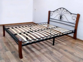 Кровать "Фортуна 4 ЛАЙТ" Черная (1600*2000) (ножки-махагон) с коваными элементами в Серове - serov.mebel-74.com | фото