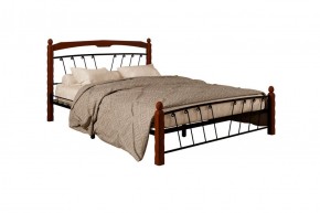 Кровать "Муза 1" КМД10 Черная (1600*2000) (ножки-махагон) с коваными изделиями в Серове - serov.mebel-74.com | фото
