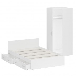 Кровать с ящиками 1400 + Шкаф угловой Стандарт, цвет белый, ШхГхВ 143,5х203,5х70 + 81,2х81,2х200 см., сп.м. 1400х2000 мм., без матраса, основание есть в Серове - serov.mebel-74.com | фото