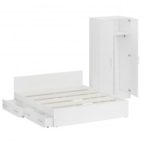 Кровать с ящиками 1800 + Шкаф 2-х створчатый Стандарт, цвет белый, ШхГхВ 183,5х203,5х70 + 90х52х200 см., сп.м. 1800х2000 мм., б/м, основание есть в Серове - serov.mebel-74.com | фото