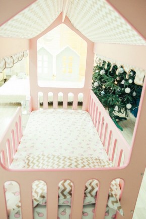 Кровать-домик без ящика 800*1600 (Розовый) в Серове - serov.mebel-74.com | фото