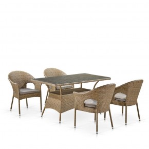 Обеденный комплект плетеной мебели T198B/Y79B-W56 Light Brown (4+1) в Серове - serov.mebel-74.com | фото