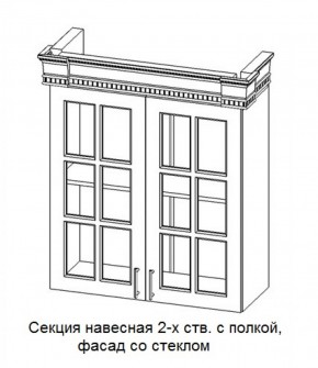 Секция навесная 2-х ств. с полкой "Верона", фасад со стеклом (800) в Серове - serov.mebel-74.com | фото
