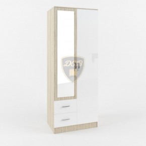 Шкаф 2-х створчатый с зеркалом Софи СШК 800.3 (дуб сонома/белый глянец) в Серове - serov.mebel-74.com | фото