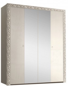 Шкаф 4-х дв. (с зеркалами) Premium слоновая кость/серебро (ТФШ1/4(П) в Серове - serov.mebel-74.com | фото