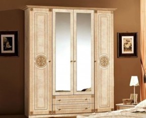 Шкаф 4-х дверный с зеркалами (02.144) Рома (беж) в Серове - serov.mebel-74.com | фото