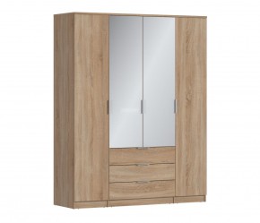 Шкаф 4х дверный с зеркалами Николь СБ-2595/1 (Дуб Сонома) в Серове - serov.mebel-74.com | фото