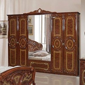 Шкаф 6-и дверный с зеркалами (01.146) Роза (орех) в Серове - serov.mebel-74.com | фото