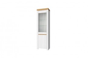 Шкаф с витриной  1V1D, TAURUS, цвет белый/дуб вотан в Серове - serov.mebel-74.com | фото
