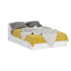 Стандарт Кровать с ящиками 1400, цвет белый, ШхГхВ 143,5х203,5х70 см., сп.м. 1400х2000 мм., без матраса, основание есть в Серове - serov.mebel-74.com | фото
