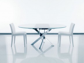 Стол BARONE (01.92) G093 хром/С150 э-бел. гл. стекло, L021алюм.вставка в Серове - serov.mebel-74.com | фото